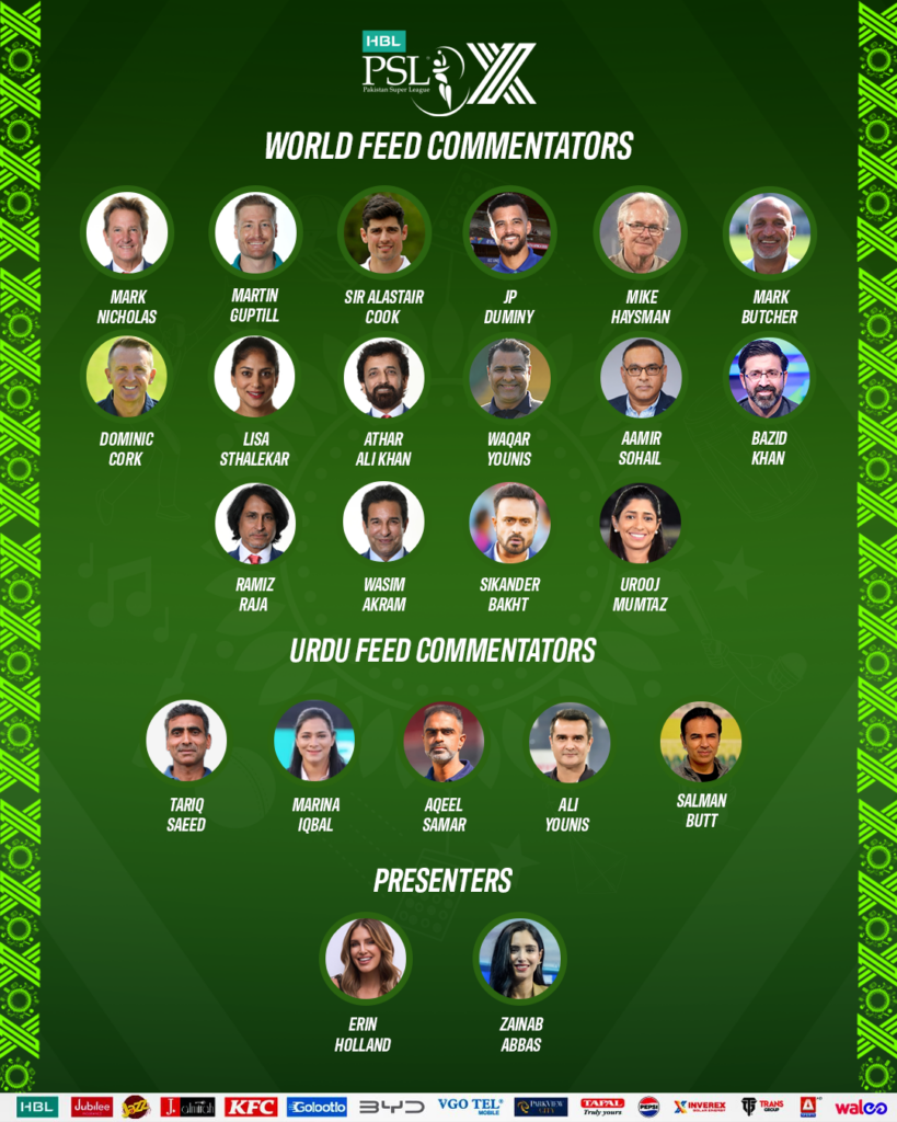 Star-studded commentary panel announced for HBL PSL X