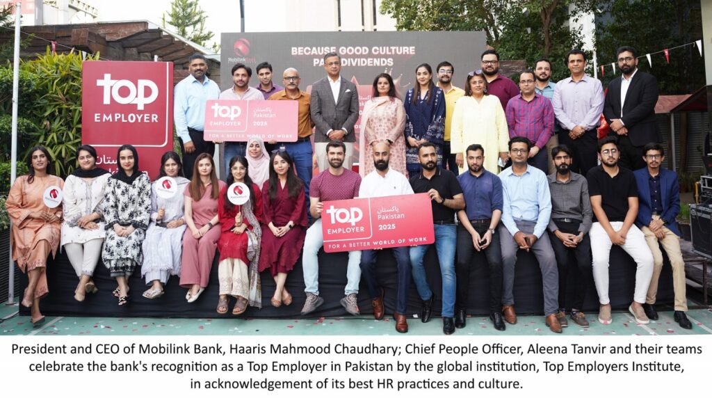 Mobilink Bank becomes the first in the banking industry to bag Top Employer in Pakistan for 2025